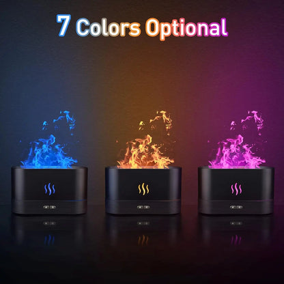 Aroma diffuser Air humidifier Ultrasonic cold mist atomizer Led essential oil simulation seven color flame lamp diffuser bedroom